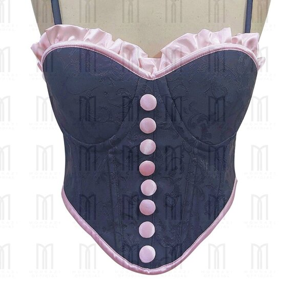 Underwire Brocade Bustier with Satin Frills & Adjustable Straps - Picture 1 of 3